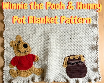 Winnie the Pooh & Hunny Pot Baby Blanket Crochet Pattern - applique