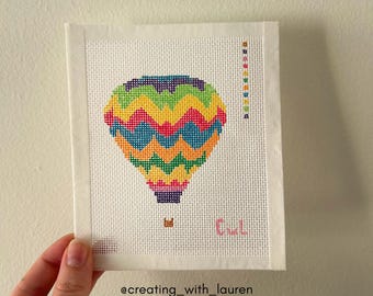 Hand-Painted Hot Air Balloon Needlepoint Canvas
