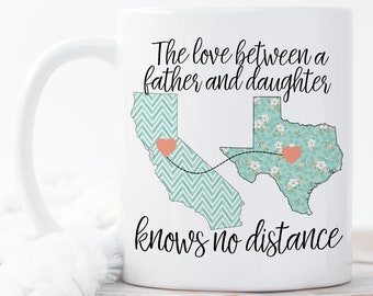 Custom Long Distance Mug, Christmas Gift for Dad, State to State Mug, Father's Day Gift, Birthday Gift for Father, Dad Mug, Moving Away Gift