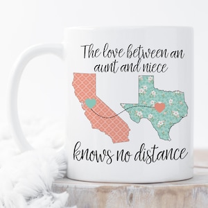 Moving Away Mug, Moving Mug For Aunt, Christmas Gift For Aunt, Connecting States Mug, State To State Mug, Long Distance Mug For Aunt