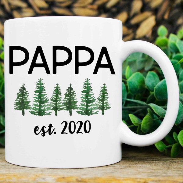 New Pappa Gift, Personalized New Pappa Mug, Promoted to Pappa, Pappa EST Mug, New Grandparents Gift, Grandpa to Be, Baby Announcement Gift