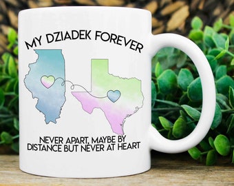 Long Distance Mug For Dziadek, Moving Away Mug For Dziadek, Christmas Gift For Dziadek, Custom State to State Mug, Moving Dziadek Gift