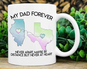 Long Distance Dad Gift, Moving States Mug For Dad, Moving Away Gift, Custom Long Distance Mug, State to State Mug, Dad Christmas Gift