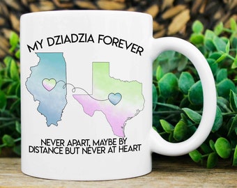 Long Distance Mug For Dziadzia, Moving Away Mug For Dziadzia, Christmas Gift For Dziadzia, Custom State to State Mug, Moving Dziadzia Gift