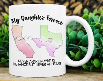 Long Distance Mug For Daughter, Moving Away Mug For Daughter, Christmas Gift For Daughter from Mom, Custom State to State Mug, Moving Gifts