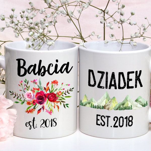 Babcia & Dziadek Mug Set, Polish Grandma and Grandma, Polish Pregnancy Reveal, Polish Mugs, Polish Gifts, Polish Grandparents, Dziadzio Mug