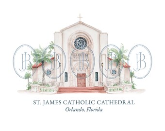 Saint James Catholic Cathedral - Hand Painted Watercolor Venue Illustration Download