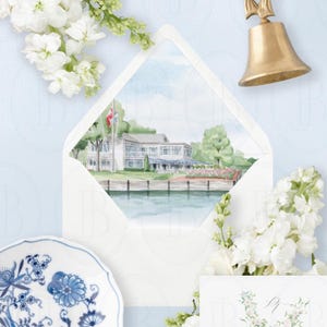 Youngstown Yacht Club Watercolor Venue Illustration: Printable Envelope Liner (PNG File)
