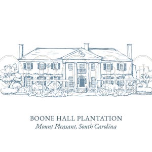 Boone Hall Plantation, South Carolina - Venue Line Drawing Illustration Download