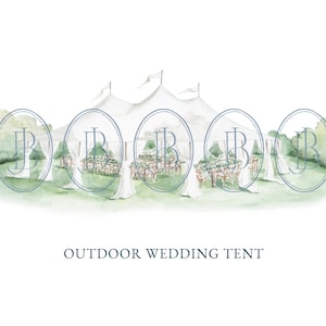 Outdoor Wedding Tent Venue - Hand Painted Watercolor Venue Illustration Download