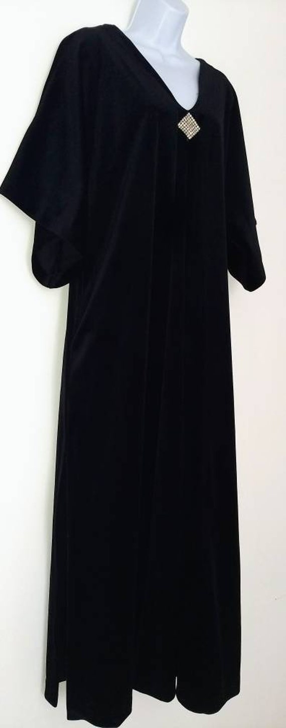 David Brown Black Velvet Robe w rhinestone applica