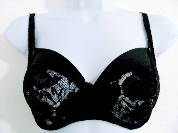 LeJaby Black Lace & Satin Bra Made in France