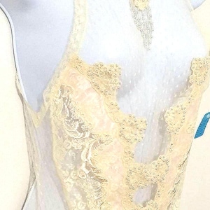 Jonquil by Diane Samandi Off White Lace Satin Teddy Pearls Size M New w Tags!