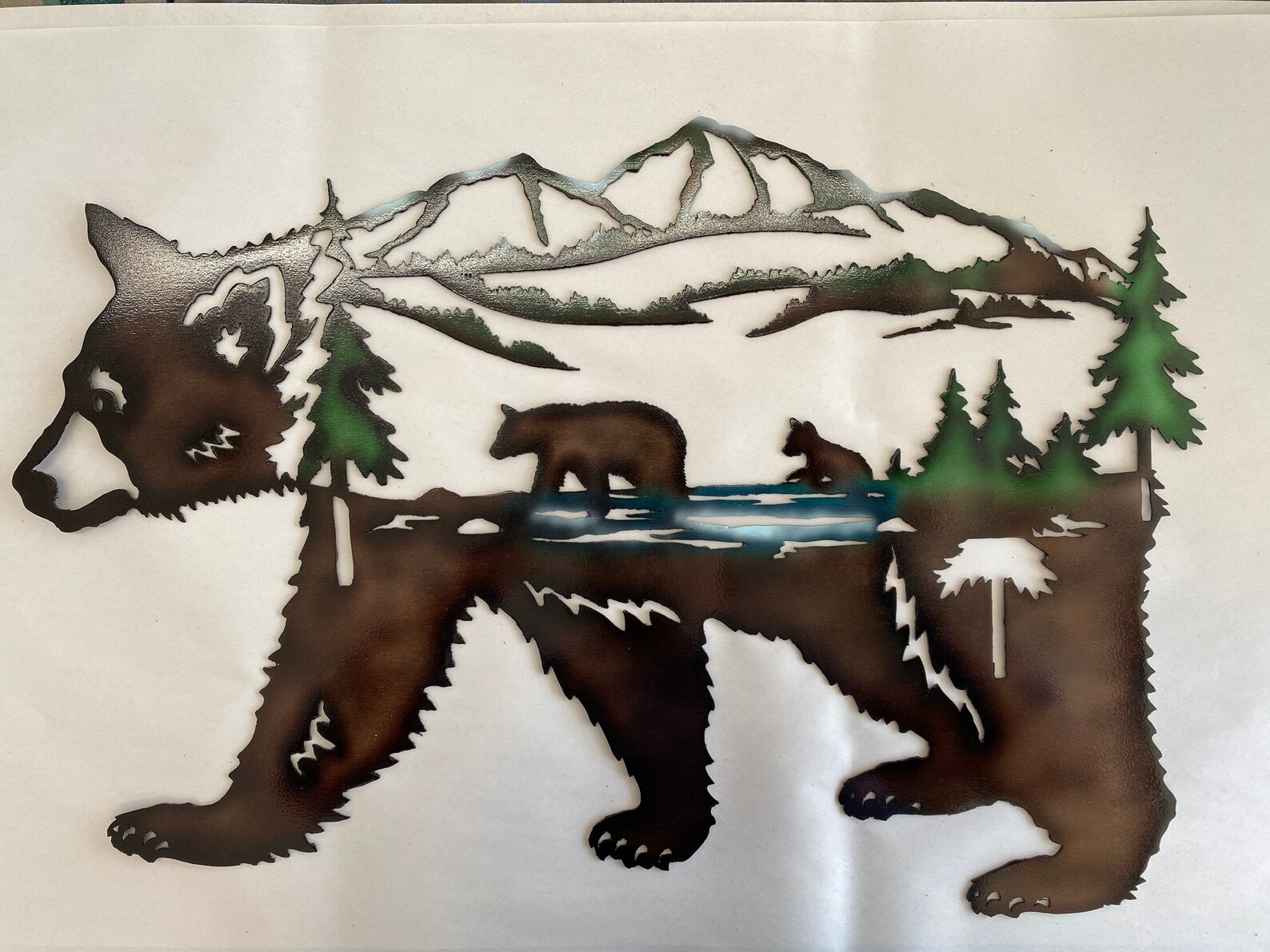 Laser Cut Bear Metal wall art Metal bear wall art Metal Etsy