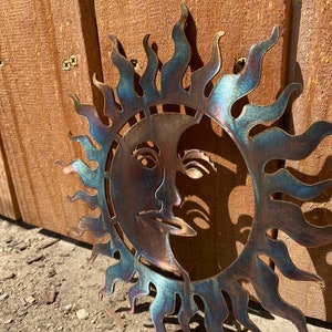 Copper and Blue Patina Sun, Patina Sun , Metal Sun , Metal Wall Art, Wall Art, Sun and Moon Art, Patina Art, Metal Patina wall Art, Sunshine image 5