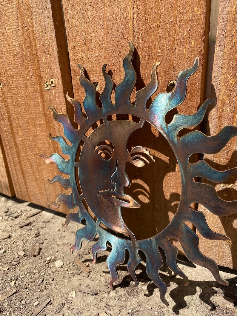 Copper and Blue Patina Sun, Patina Sun , Metal Sun , Metal Wall Art, Wall Art, Sun and Moon Art, Patina Art, Metal Patina wall Art, Sunshine image 5