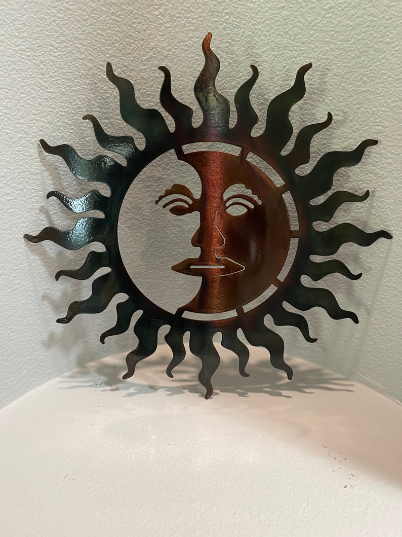 Copper and Blue Patina Sun, Patina Sun , Metal Sun , Metal Wall Art, Wall Art, Sun and Moon Art, Patina Art, Metal Patina wall Art, Sunshine image 8