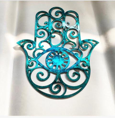 hamsa, hamsa hand, third eye, reiki, protection symbol, yoga, metal wall art, metal art, third eye decor, hamsa wall art, Mothers Day Gift