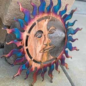 Copper and Blue Patina Sun, Patina Sun , Metal Sun , Metal Wall Art, Wall Art, Sun and Moon Art, Patina Art, Metal Patina wall Art, Sunshine image 7