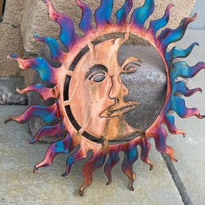 Copper and Blue Patina Sun, Patina Sun , Metal Sun , Metal Wall Art, Wall Art, Sun and Moon Art, Patina Art, Metal Patina wall Art, Sunshine image 1