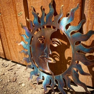 Copper and Blue Patina Sun, Patina Sun , Metal Sun , Metal Wall Art, Wall Art, Sun and Moon Art, Patina Art, Metal Patina wall Art, Sunshine image 2