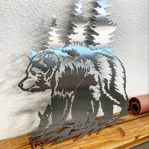 Metal bear wall art,Metal wall art, Metal bear wall art, Metal wall decor, Bear art, Yard art, California Bear Art, bear art, wall art, Bear image 4