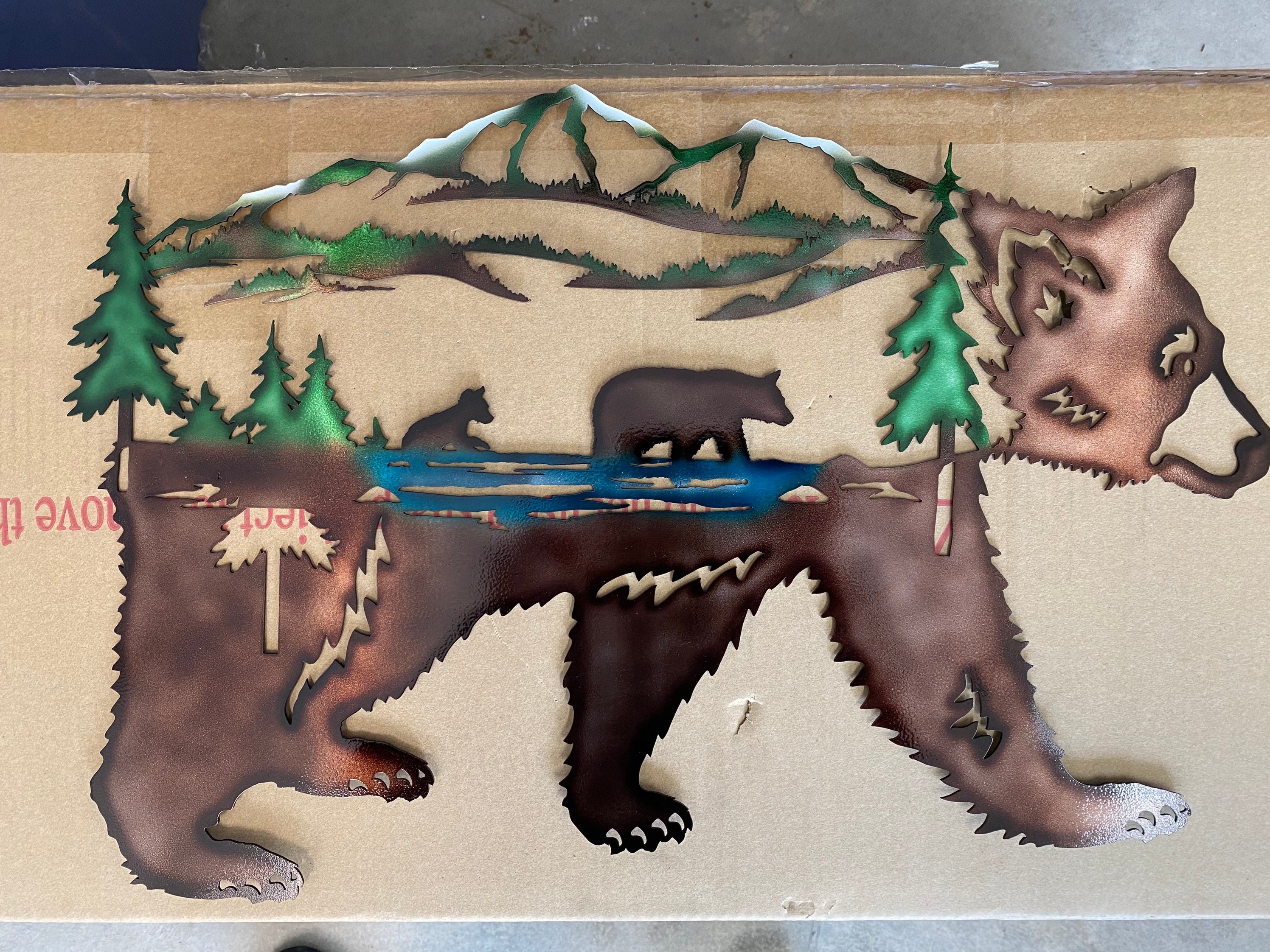 Laser Cut Bear Metal wall art Metal bear wall art Metal Etsy