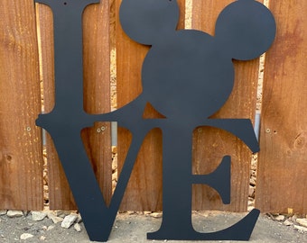 Mickey Mouse Love Metal Wall Art, Mickey Mouse Wall Art, wall Art, Metal Wall Art, Mouse Metal wall Art, Love sign , Love metal art,lasercut