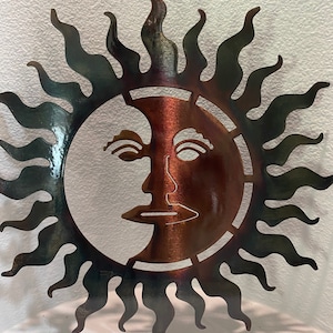 Copper and Blue Patina Sun, Patina Sun , Metal Sun , Metal Wall Art, Wall Art, Sun and Moon Art, Patina Art, Metal Patina wall Art, Sunshine image 3