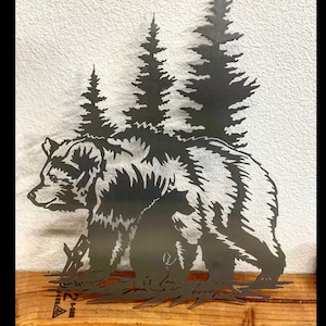 Metal bear wall art,Metal wall art, Metal bear wall art, Metal wall decor, Bear art, Yard art, California Bear Art, bear art, wall art, Bear image 1