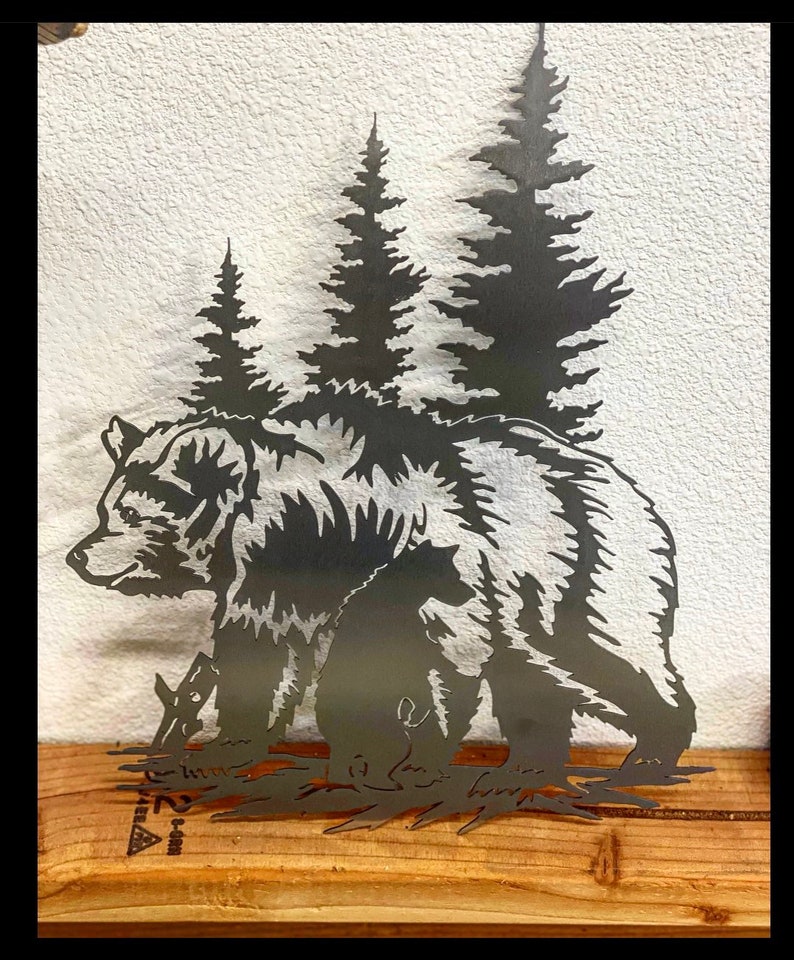 Metal bear wall art,Metal wall art, Metal bear wall art, Metal wall decor, Bear art, Yard art, California Bear Art, bear art, wall art, Bear image 1