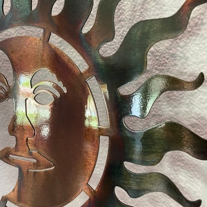 Copper and Blue Patina Sun, Patina Sun , Metal Sun , Metal Wall Art, Wall Art, Sun and Moon Art, Patina Art, Metal Patina wall Art, Sunshine image 6