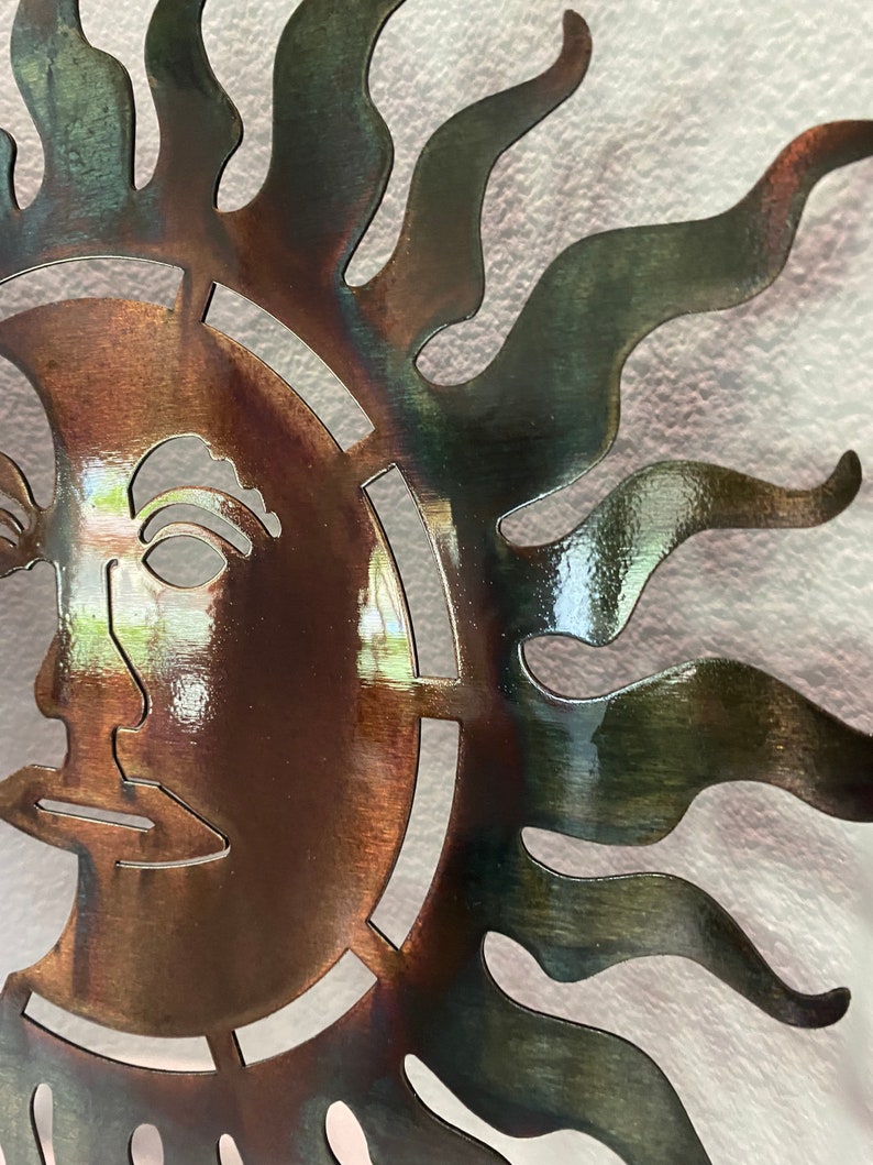 Copper and Blue Patina Sun, Patina Sun , Metal Sun , Metal Wall Art, Wall Art, Sun and Moon Art, Patina Art, Metal Patina wall Art, Sunshine image 6