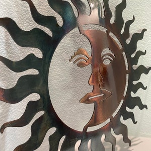 Copper and Blue Patina Sun, Patina Sun , Metal Sun , Metal Wall Art, Wall Art, Sun and Moon Art, Patina Art, Metal Patina wall Art, Sunshine image 4