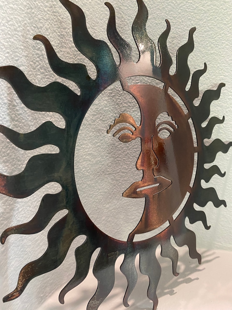 Copper and Blue Patina Sun, Patina Sun , Metal Sun , Metal Wall Art, Wall Art, Sun and Moon Art, Patina Art, Metal Patina wall Art, Sunshine image 4