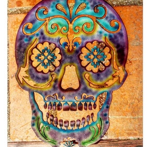 Sugar skull, Day of the dead, Skull, Metal Skull, Metal Art, Skull wall art, Skull art, Skull decor, Skull wall hanging, Sugar skull art