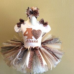 Jungle Cheetah heart birthday set : tutu, top & hair bow. READ DESCRIPTION! Different ribbons