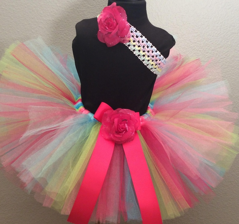 Spring Rainbow tutu and hair clip-custom sewn up to 6x