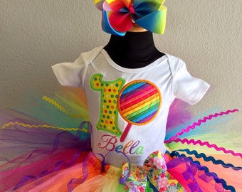 Lollipop rainbow birthday tutu set-custom made up to 6x