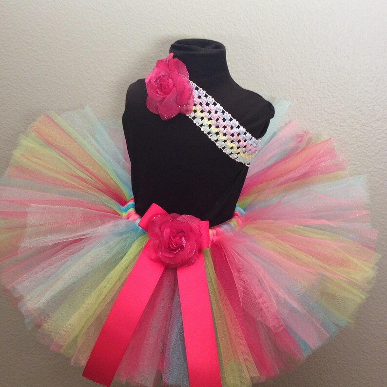 Spring Rainbow tutu and hair clip-custom sewn up to 6x