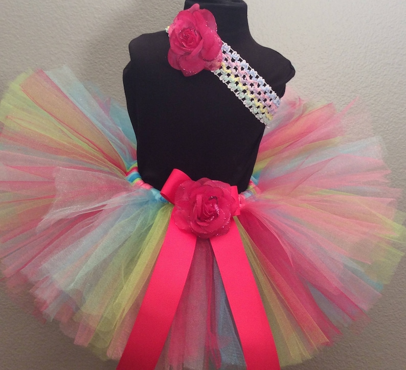 Spring Rainbow tutu and hair clip-custom sewn up to 6x