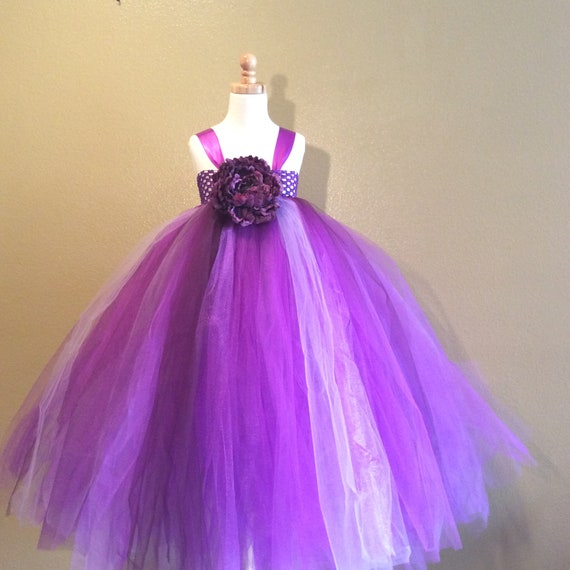 purple tulle flower girl dress