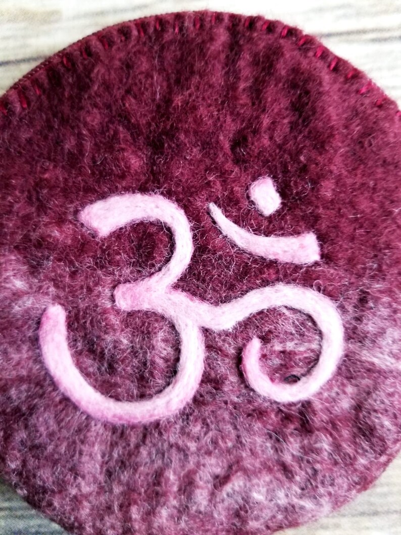 Handmade Wet Felting OM Coin Purse