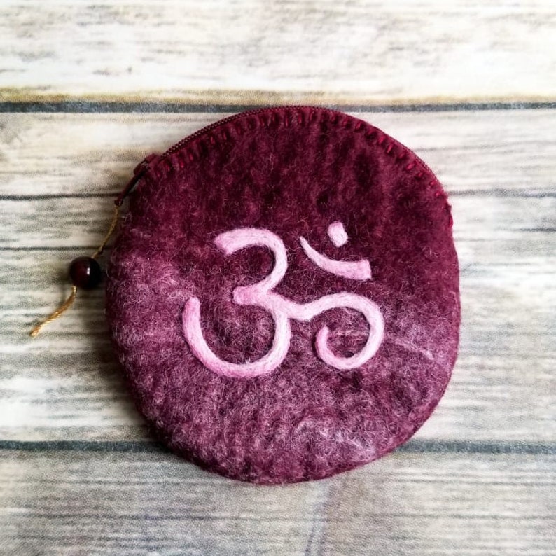 Handmade Wet Felting OM Coin Purse