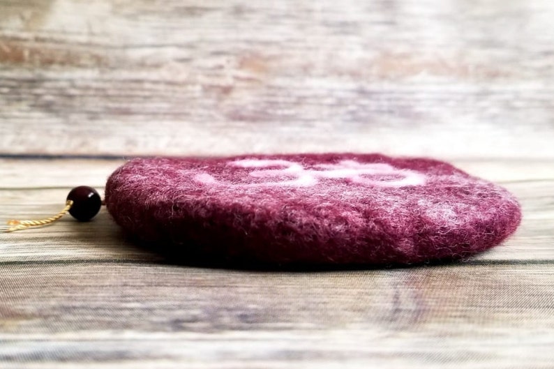 Handmade Wet Felting OM Coin Purse