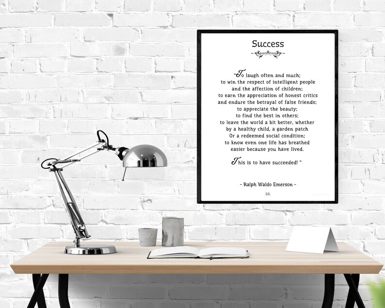 Book Page Art: Success Poem by Ralph Waldo Emerson. TWO Printable ...