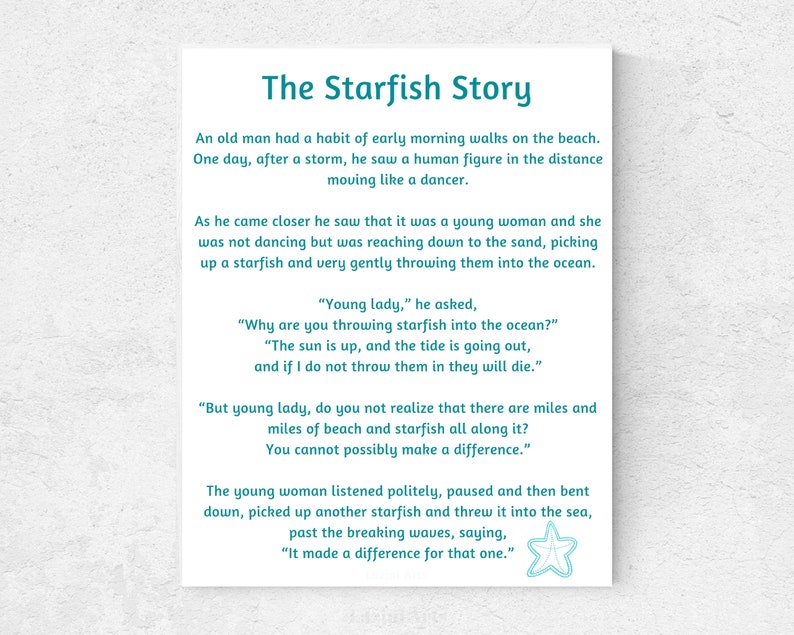 Starfish tale! Starfish poem by way of Loren Eiseley - Printable signal. picture regarding Starfish Poem Printable referred to as Starfish tale! Starfish poem via Loren Eiseley - Printable signal.