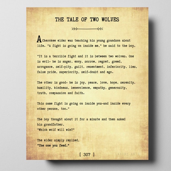 Tale of the Two Wolves Poster - Etsy