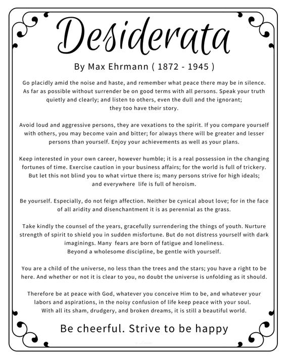 Printable Pdf Free Printable English Desiderata Poem