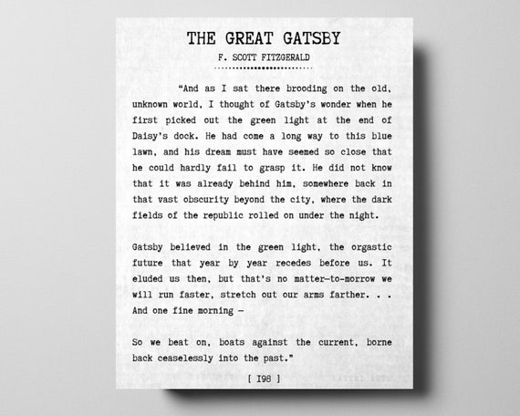 The Great Gatsby Last Page Quote sign by F Scott Fitzgerald | Etsy